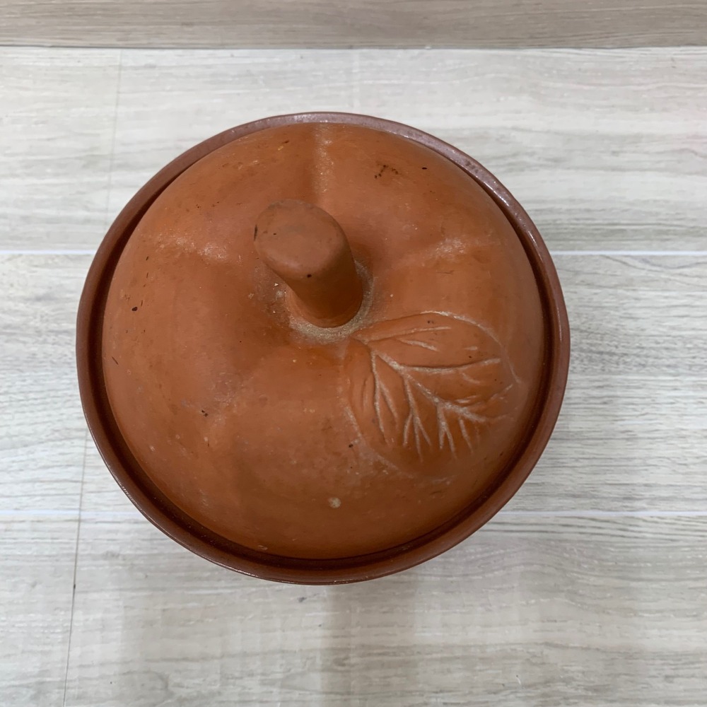 Terracotta Apple Baker Clay Ramekin with Lid Rustic Fall Kitchen Decor Orange - Picture 2 of 4